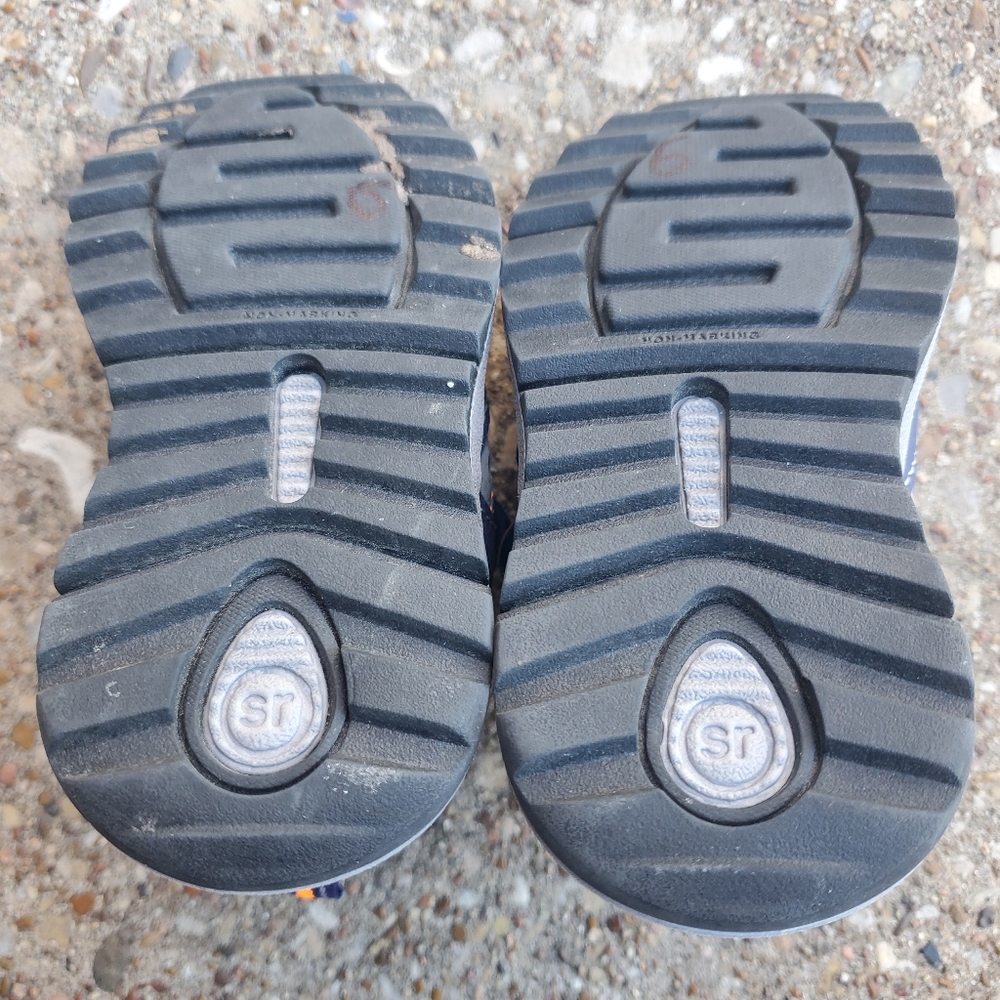 Stride Rite Made 2 Play Memory Foam Xander Baby Sneakers 5 Grey Blue Orange - Picture 6 of 8